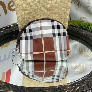 Plaid Cosmetic Bag - Brown and Black